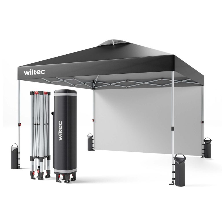 Terpo Pop-up paviljon 3 × 3 m s stransko steno in kolesi – siv