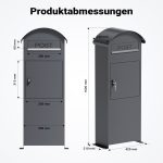 Terpo Poštni nabiralnik – Antracit, 420 × 240 × 1020 mm Fasada, vrata, ograja