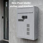Terpo Poštni nabiralnik – Srebrna, 215 × 84 × 320 mm Fasada, vrata, ograja