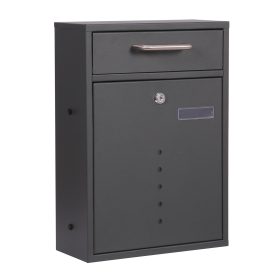 Terpo Poštni nabiralnik V51, 285 × 120 × 400 mm, barva antracitna RAL 7016, pocinkano jeklo Fasada, vrata, ograja