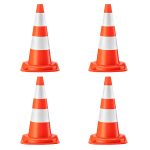 Terpo Prometni stožci 50 cm, 4 kosi – reflektirajoči opozorilni stožci iz PVC