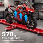 Terpo Rangirna tirnica za motor 2030 × 735 mm z zavoro, 570 kg, 6 koles Ø 50 mm Moto oprema