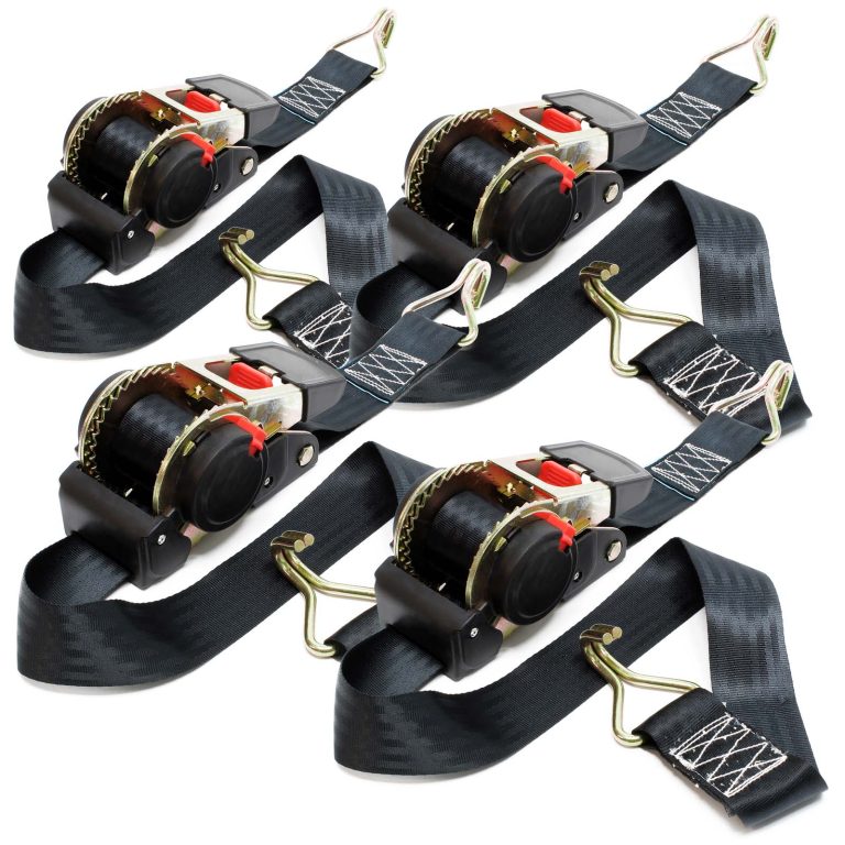 Terpo Komplet 4 samodejnih zategovalnih pasov z račno, 3 m × 50 mm, LC 750 daN Prikolice
