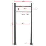 Terpo Samostoječi komplet 1 nabiralnika model V16, 1000 × 135 × 1200 mm, antracitna Fasada, vrata, ograja
