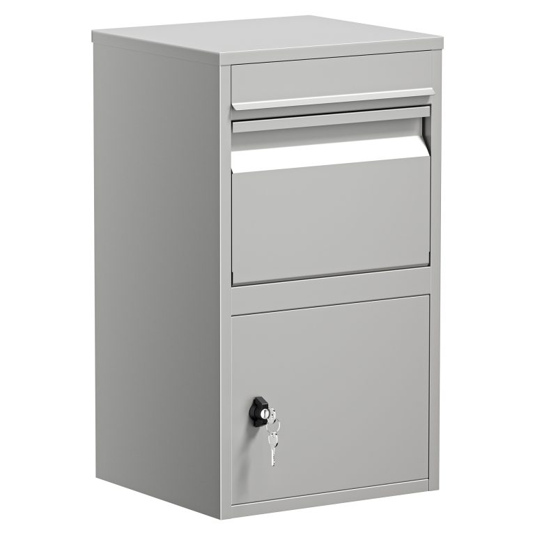 Terpo Samostoječi paketnik za pakete do 330 × 300 × 180 mm, siv, 72 cm Fasada, vrata, ograja