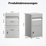 Terpo Samostoječi paketnik za pakete do 330 × 300 × 180 mm, siv, 72 cm Fasada, vrata, ograja