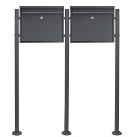 Terpo Samostoječi poštni nabiralnik z 2 predaloma – antracit, zaklepanje, 1000 × 150 × 1200 mm Fasada, vrata, ograja
