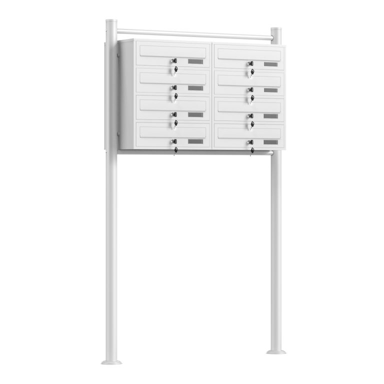 Terpo Samostoječi poštni nabiralnik – Bela, 945 × 270 × 1500 mm Fasada, vrata, ograja