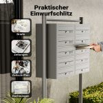 Terpo Samostoječi poštni nabiralnik – Srebrna, 945 × 270 × 1500 mm Fasada, vrata, ograja