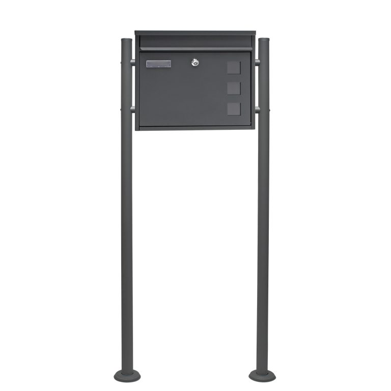 Terpo Samostoječi poštni nabiralnik V12, 500 × 150 × 1200 mm, barva antracitna, pocinkano jeklo Fasada, vrata, ograja