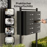 Terpo Samostoječi sklop 10 poštnih nabiralnikov iz pocinkanega jekla, črna, 945 × 270 × 1500 mm Fasada, vrata, ograja