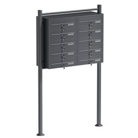 Terpo Samostoječi sklop 10 poštnih predalov, antraciten, 945 × 270 × 1500 mm, pocinkano jeklo Fasada, vrata, ograja