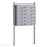Terpo Samostoječi sklop 12 poštnih nabiralnikov iz pocinkanega jekla, srebrna, 945 × 270 × 1500 mm Fasada, vrata, ograja