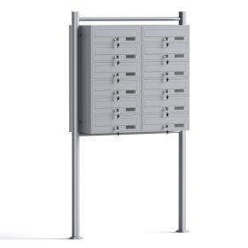 Terpo Samostoječi sklop 12 poštnih nabiralnikov iz pocinkanega jekla, srebrna, 945 × 270 × 1500 mm Fasada, vrata, ograja