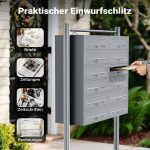 Terpo Samostoječi sklop 12 poštnih nabiralnikov iz pocinkanega jekla, srebrna, 945 × 270 × 1500 mm Fasada, vrata, ograja