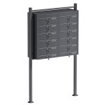 Terpo Samostoječi sklop 12 poštnih predalov, antraciten, 945 × 270 × 1500 mm, pocinkano jeklo Fasada, vrata, ograja
