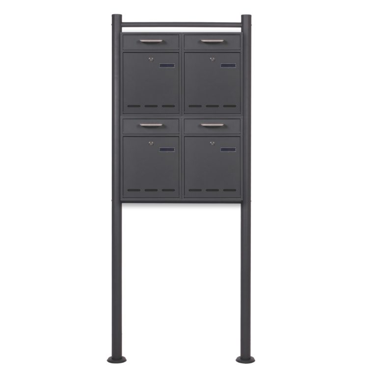 Terpo Samostoječi sklop 2 × 2 predalov V53, 700 × 150 × 1700 mm, barva črna Fasada, vrata, ograja