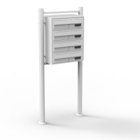Terpo Samostoječi sklop 4 poštnih predalov, bel, 270 × 513 × 1500 mm, pocinkano jeklo Fasada, vrata, ograja