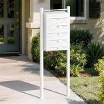 Terpo Samostoječi sklop 5 poštnih predalov, bel, 270 × 513 × 1500 mm, pocinkano jeklo Fasada, vrata, ograja