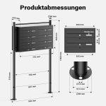 Terpo Samostoječi sklop 8 poštnih nabiralnikov iz pocinkanega jekla, črna, 945 × 270 × 1500 mm Fasada, vrata, ograja