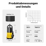 Terpo Potopna črpalka za umazano vodo 7000 l/h, 400 W – delci do Ø 5 mm