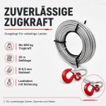 Terpo Seilzug do 800 kg z 20 m jeklenico Ø 8,3 mm – gozdarski vitel z odlomnim zatičem in nosilno kljuko