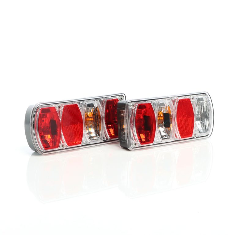 Terpo Set zadnjih luči za prikolico 2-delni s tulčnim priključkom T.2 – E4 homologirane luči 223x101x53 mm z osvetlitvijo tablice