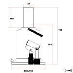 Terpo Hidravlična steklenična dvigalka 32 t (285–465 mm) s funkcijo počasnega spuščanja – jeklena dvigalka s 54 mm nosilnim krožnikom za težka vozila