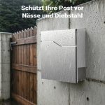 Terpo Stenski poštni nabiralnik V19 iz nerjavnega jekla s časopisnikom Fasada, vrata, ograja