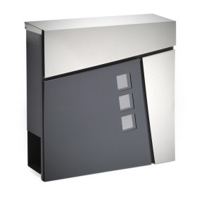 Terpo Stenski poštni nabiralnik V24 z inox ploščo, okenci in časopisnikom Fasada, vrata, ograja