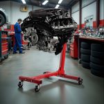 Terpo Stojalo za motor do 450 kg iz lakiranega jekla s kolesci – motorni dvižnik s 360° nagibno ploščo za menjalnike in motorje