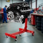 Terpo Stojalo za motor do 680 kg s 5 obračalnimi kolesci – motorni dvižnik s 360° vrtljivo montažno glavo za popravila motorjev in menjalnikov