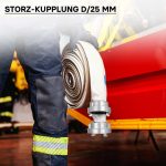 Terpo Storz tlačna spojka z dolgim nastavkom D 25 mm, cevni nastavek, aluminij, do 10 bar Požarna varnost