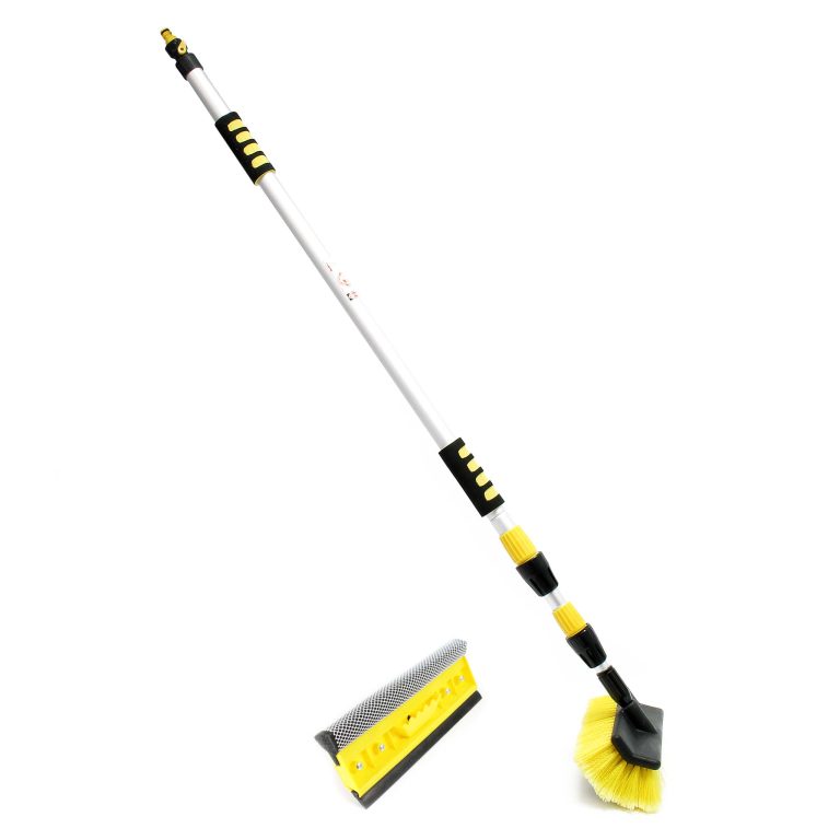 Terpo Teleskopska pralna krtača 2v1, raztegljiva 145–300 cm, s krtačo in goščevom – za osebna vozila, tovornjake in avtodome