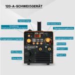 Terpo Večpostopkovni IGBT varilni aparat 120 A za MIG, MMA in TIG, 220–240 V Varjenje in lotanje