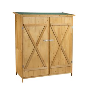 Terpo Velika lesena vrtna omara z dvojnimi vrati 138 × 65,5 × 160 cm – bitumenska streha