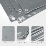 Terpo Vodoodporna zaščitna ponjava siva 6x4 m, 650 g/m² – UV odporna poliestrska ponjava s PVC prevleko in nerjavečimi oponkami