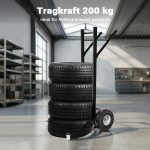 Terpo Voziček za pnevmatike do 200 kg s sistemom za nagibanje – transportni voziček s PU kolesi in nastavljivimi prijemalnimi rokami