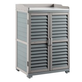 Terpo Vrtna delovna miza z omarico 67 × 46,5 × 100 cm – siva, 2 predelka