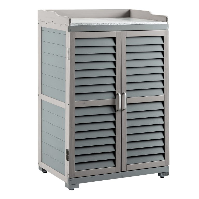 Terpo Vrtna delovna miza z omarico 67 × 46,5 × 100 cm – siva, 2 predelka