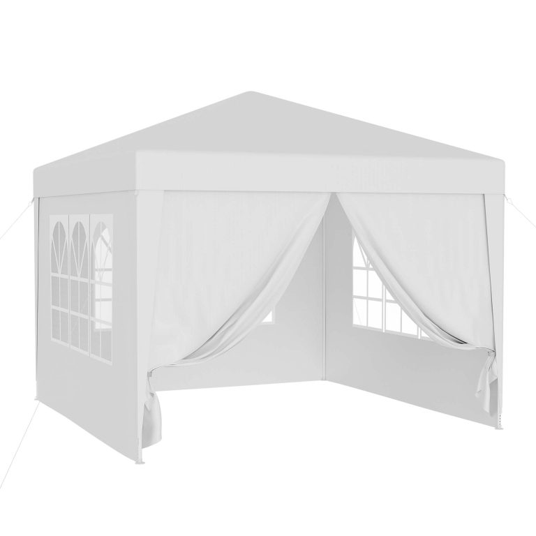 Terpo Vrtni paviljon 3 × 3 m z okni in snemljivimi stranicami – bel, UV-zaščita 50+