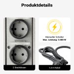 Terpo Vrtni steber s 4 vtičnicami v videzu granita – IP44, 2 stikali in kabel 1,5 m