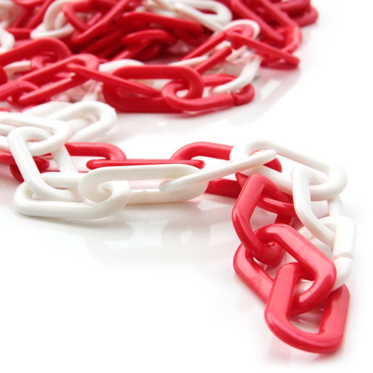 Terpo Zaporna varnostna veriga 5 m, Ø 6 mm – PP plastična veriga rdeče-bela za gradbišča, parkirišča in prireditve Parkiranje in varnost