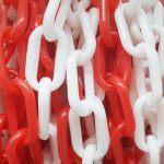 Terpo Zaporna varnostna veriga 5 m, Ø 6 mm – PP plastična veriga rdeče-bela za gradbišča, parkirišča in prireditve