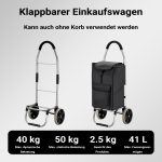 Terpo Zložljiv nakupovalni voziček do 40 kg – 2 kolesi, 36,5 × 44 × 103 cm