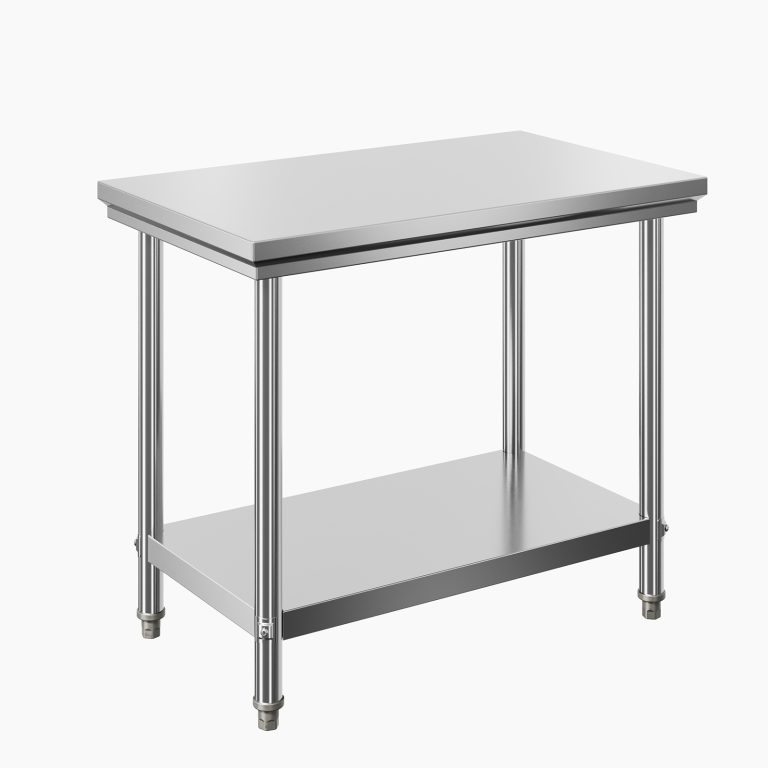 Terpo Delovna miza iz nerjavnega jekla s polico 100 × 60 cm, 250 kg