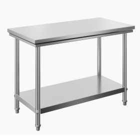 Terpo Delovna miza iz nerjavnega jekla s polico 120 × 60 cm, 250 kg
