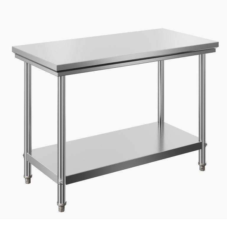 Terpo Delovna miza iz nerjavnega jekla s polico 120 × 60 cm, 250 kg