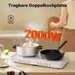 Terpo Dvojna električna kuhalna plošča 2000 W – s termostatom in zaščito pred pregretjem, iz litega železa