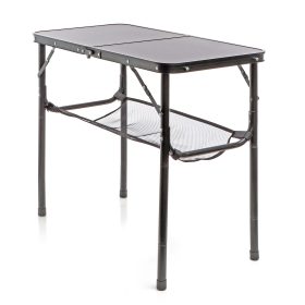Terpo Kamp miza, črna 80 x 40 cm – aluminijasta zložljiva, višina 31/45/56/70 cm